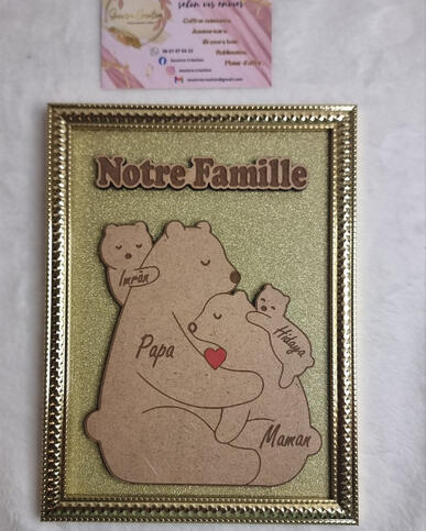 Petit cadre famille ours - 8 €